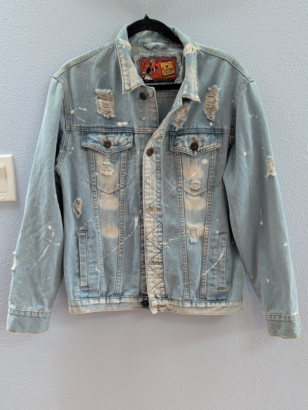 Rolling Paper Japanese 90s Distressed Light Blue Denim Jacket